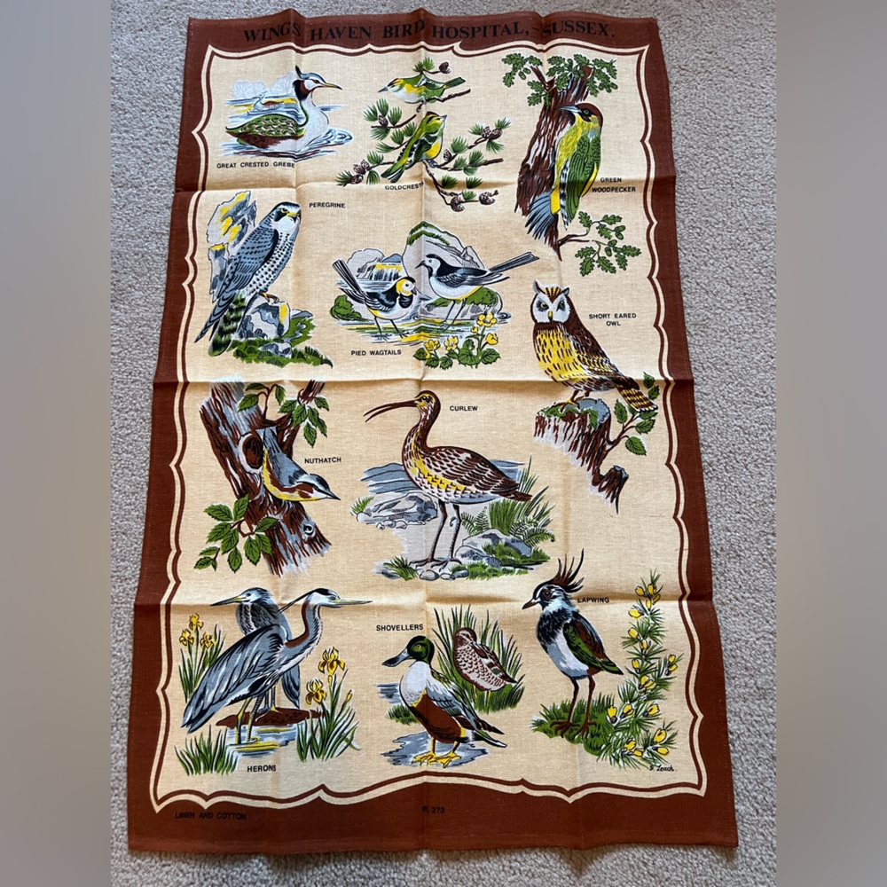 Vintage Linen Bird Kitchen Towel